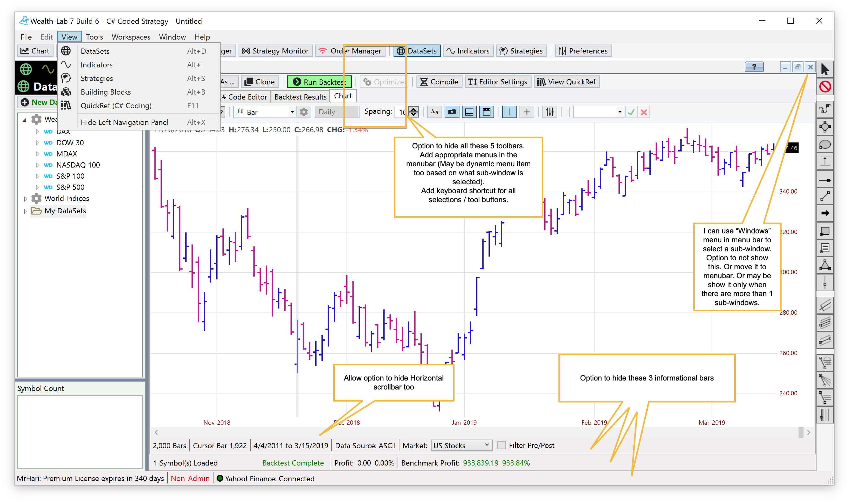WealthLab - Allow-hiding-all-toolbars-in-the-UI-for-the-advanced-users