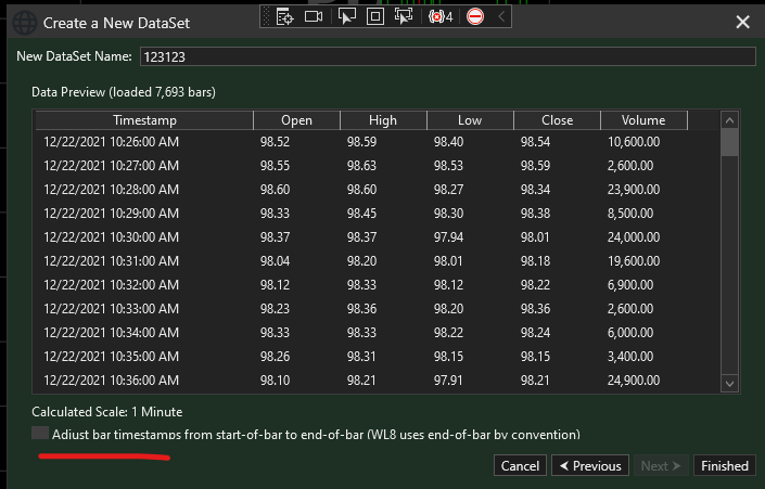 WealthLab - Discrepancy-between-1-and-60-minute-ASCII-charts